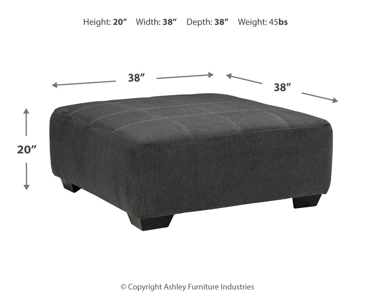 Ambee - Slate - Oversized Accent Ottoman - Urban Living Furniture (Los Angeles, CA)