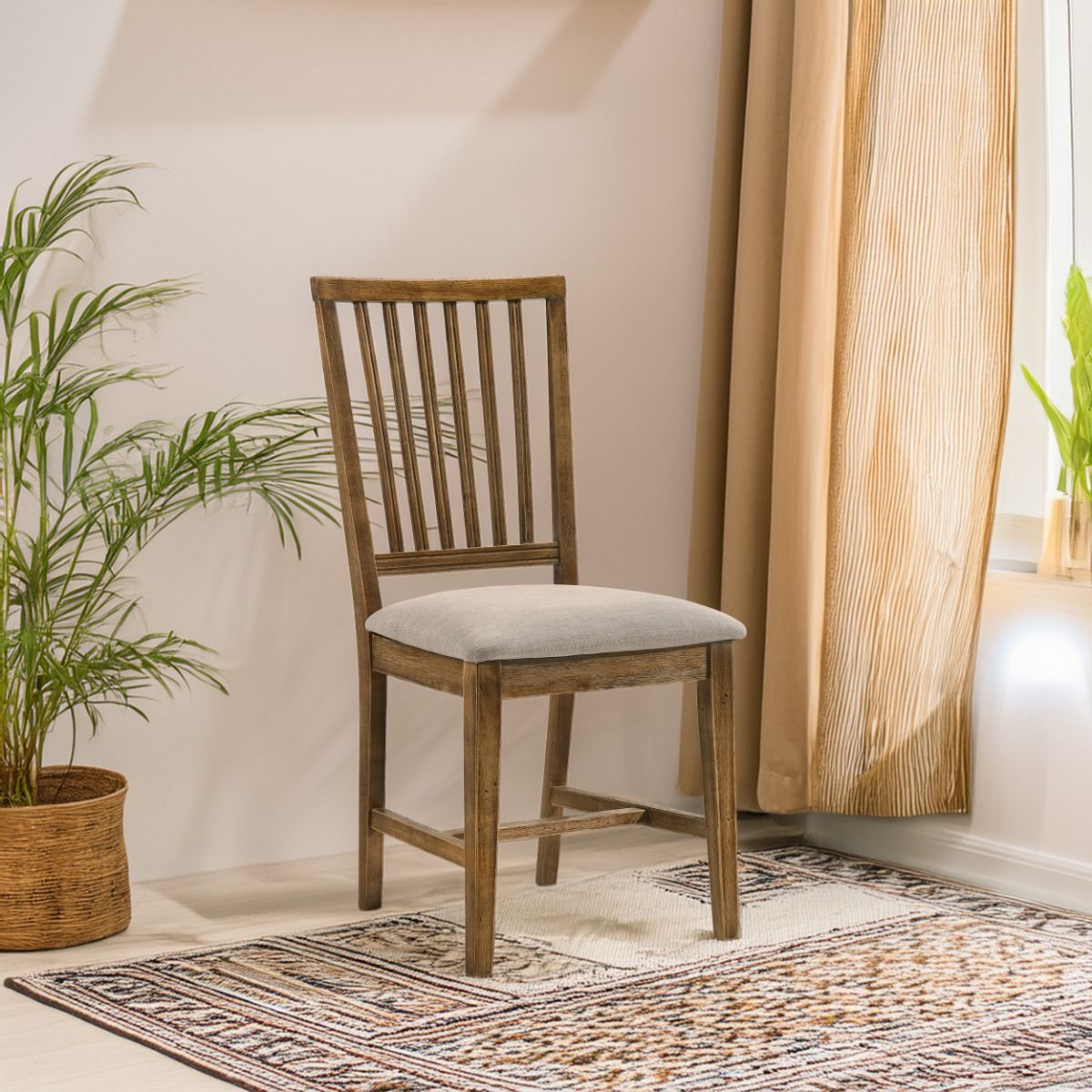 Wallace II - Side Chair (Set of 2) - Tan Linen & Weathered Oak - Urban Living Furniture (Los Angeles, CA)