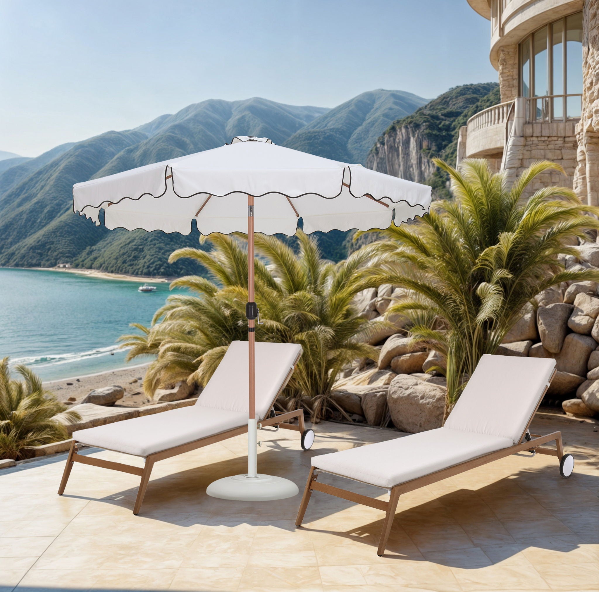 Amalfi - Patio Umbrella - White Base / Light Brown Pole - Urban Living Furniture (Los Angeles, CA)