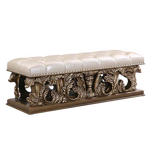 Constantine - Bench - PU Leather, Light Gold, Brown & Gold Finish - Urban Living Furniture (Los Angeles, CA)