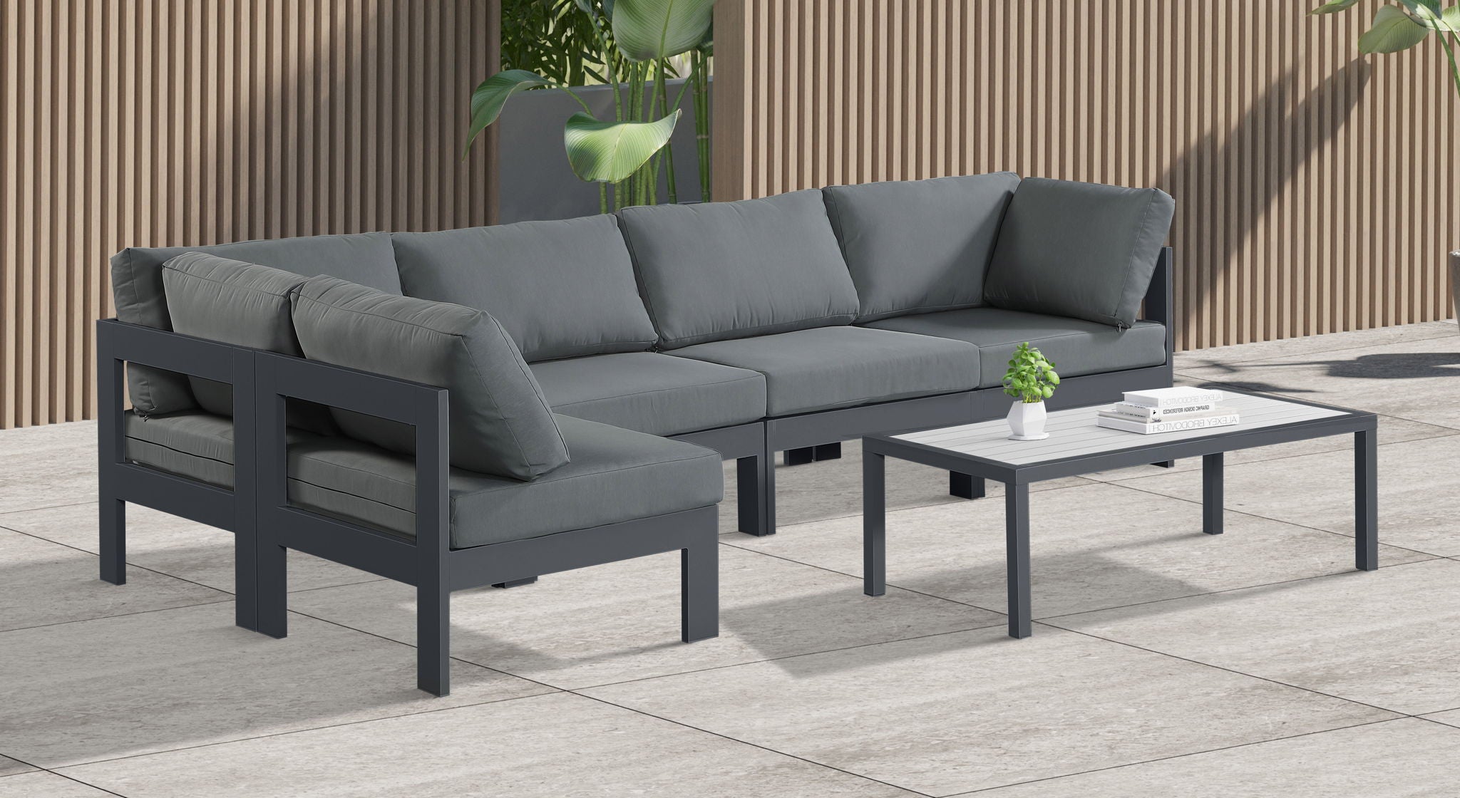 Nizuc - Outdoor Patio 5 Piece Modular Sectional With Gray Frame - Urban Living Furniture (Los Angeles, CA)