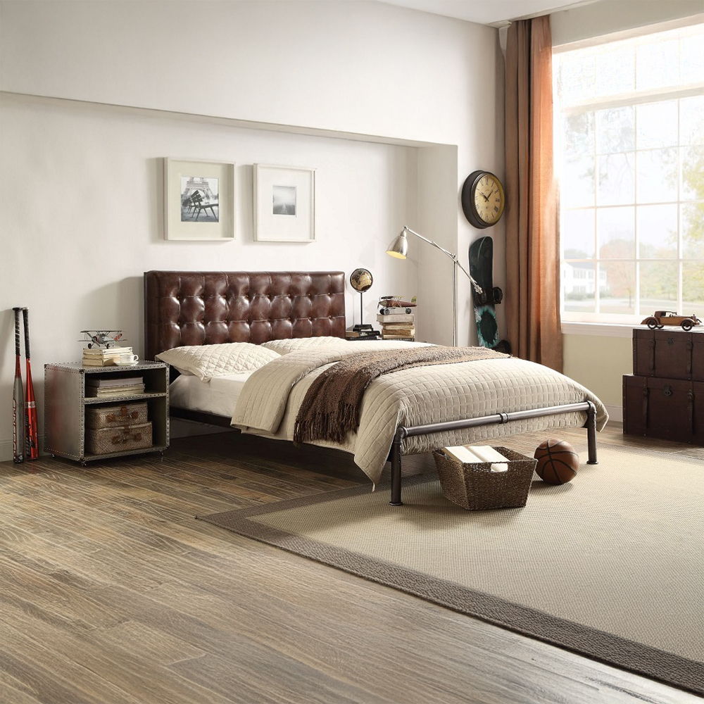 Brancaster - Queen Bed - Vintage Brown Top Grain Leather - Urban Living Furniture (Los Angeles, CA)