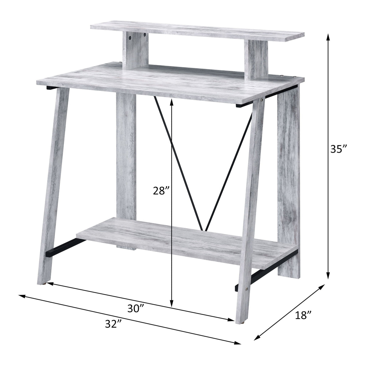 Nypho - Writing Desk - Antique White & Black