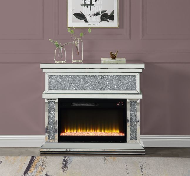Noralie - 39" Fireplace - Mirrored & Faux Diamonds - Urban Living Furniture (Los Angeles, CA)