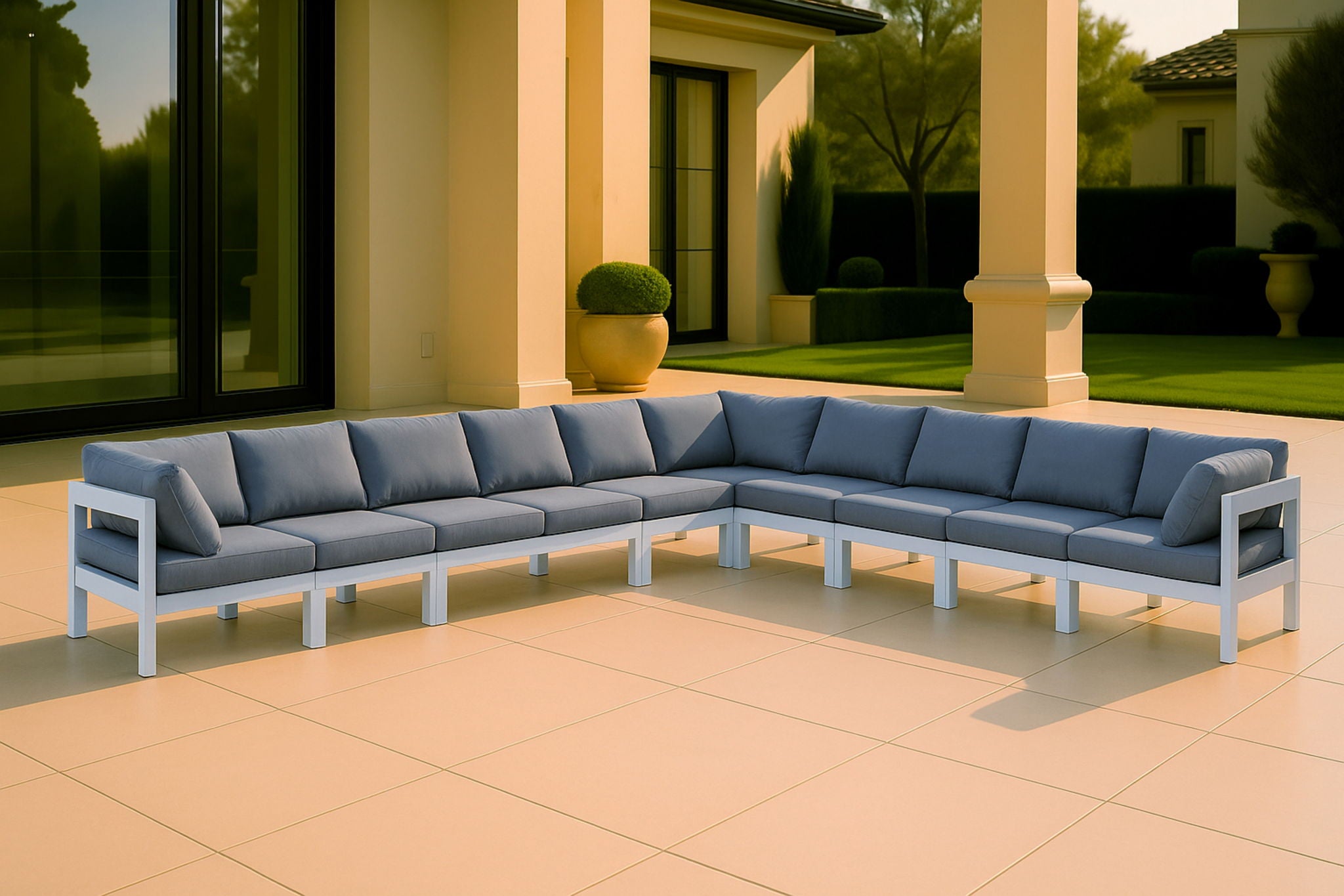 Nizuc - Outdoor Patio 10 Piece Modular Sectional With White Frame - Urban Living Furniture (Los Angeles, CA)