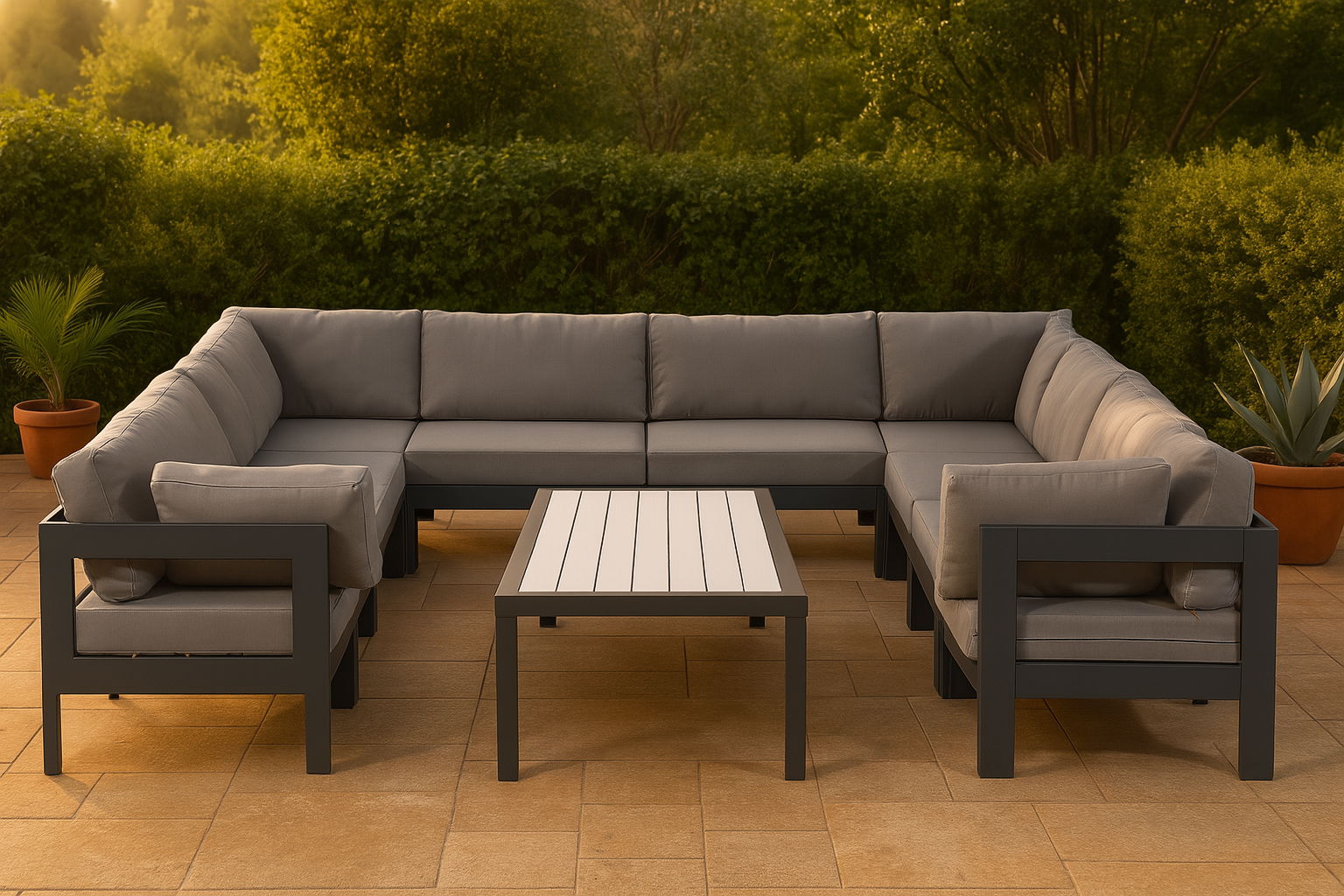 Nizuc - Outdoor Patio 10 Piece Modular Sectional With Gray Frame - Urban Living Furniture (Los Angeles, CA)