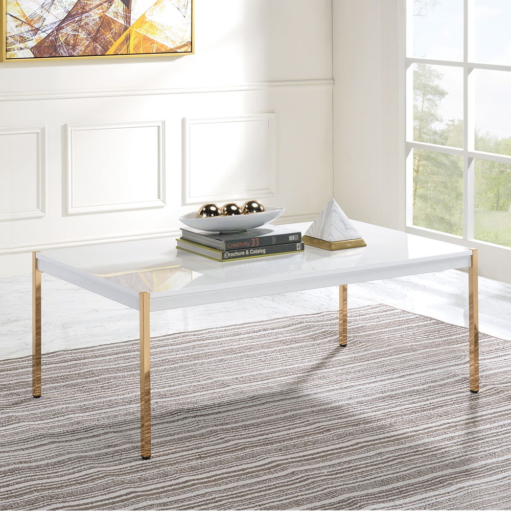 Otrac - Coffee Table - White & Gold - Urban Living Furniture (Los Angeles, CA)