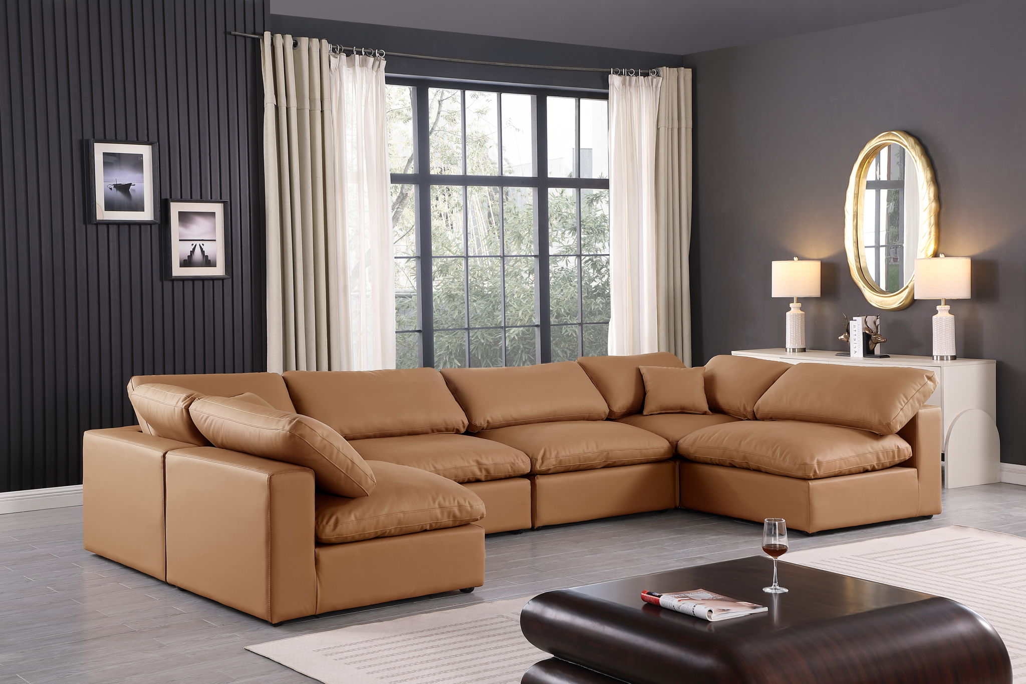 Comfy - 6 Piece Faux Leather Modular Armless Sectional - Urban Living Furniture (Los Angeles, CA)