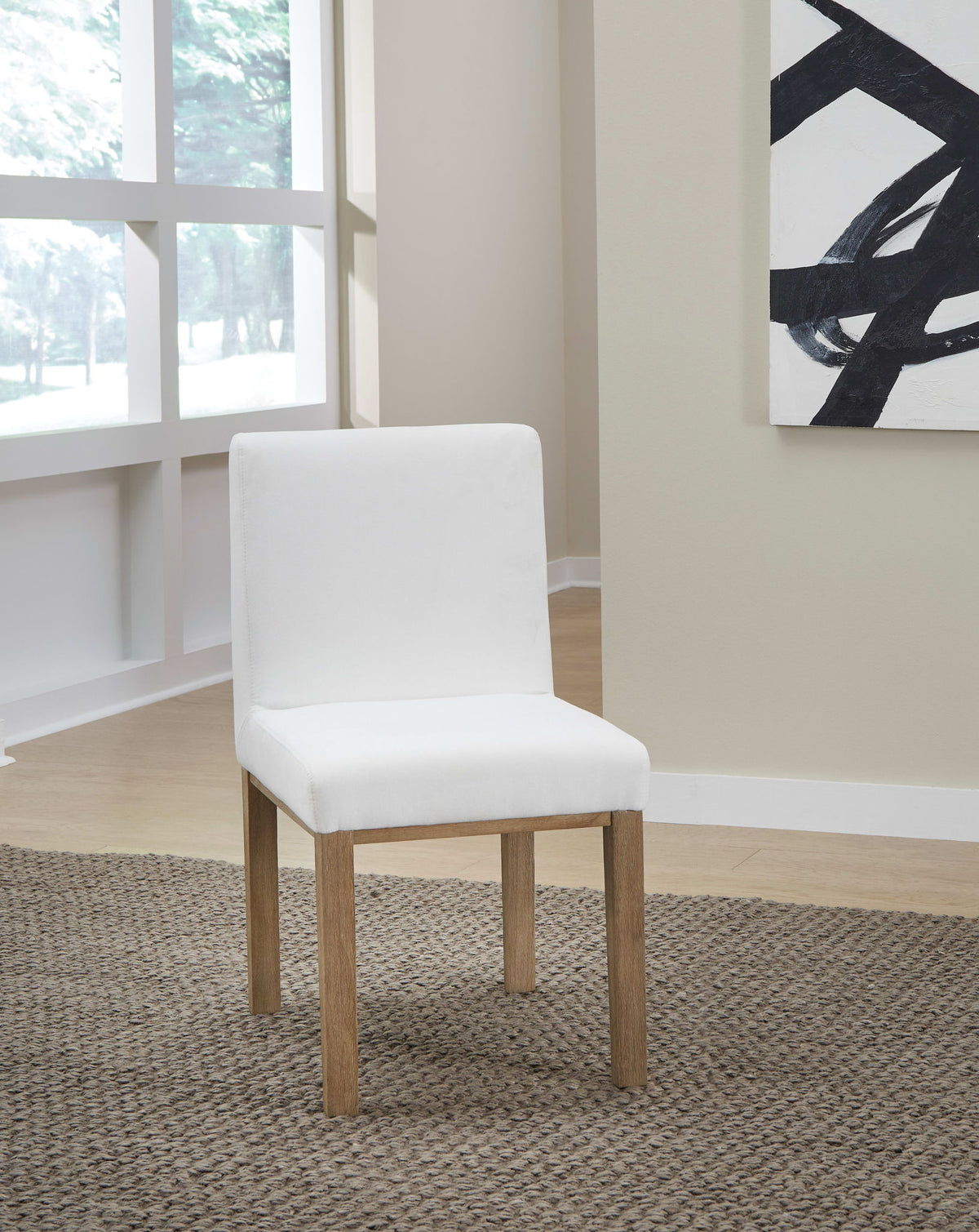 One - Modern Coastal Upholstered Dining Side Chair (Set of 2) - White Pearl And Bisque