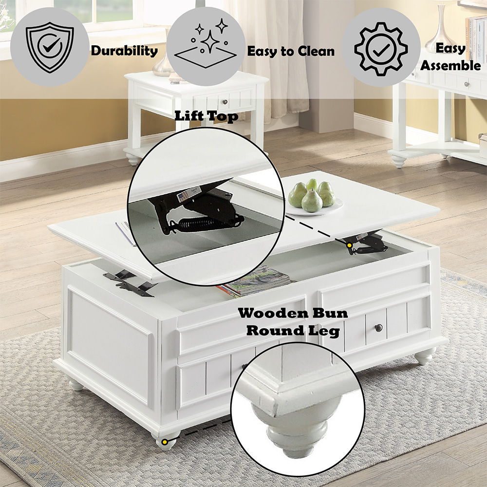 Natesa - Coffee Table With Lift Top - White Washed - Urban Living Furniture (Los Angeles, CA)