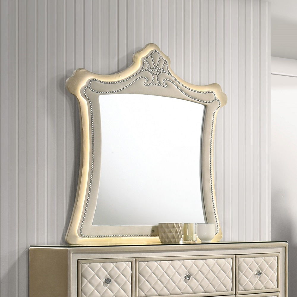 Lucienne - Mirror With LED - Beige Velvet - Urban Living Furniture (Los Angeles, CA)