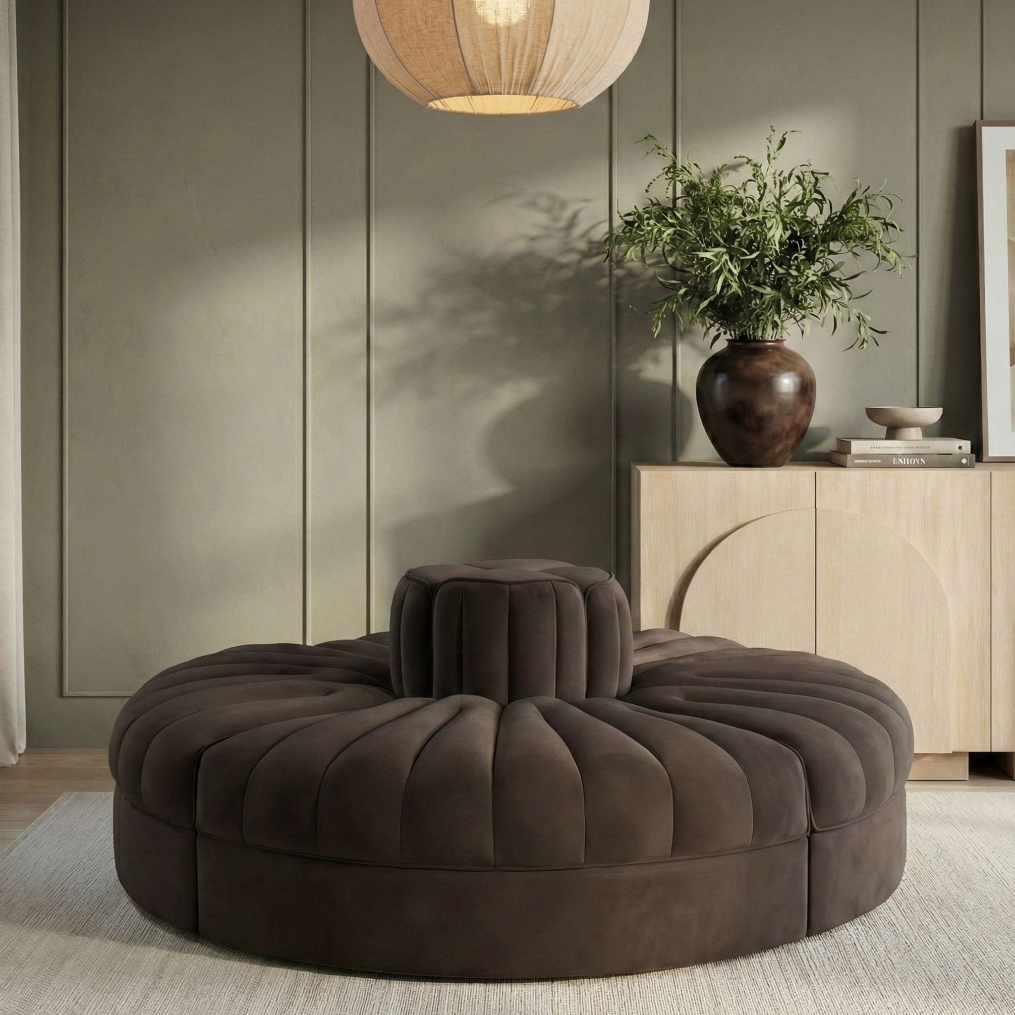 Rummi - Round Velvet Performance Fabric Upholstered 4 Piece Modular Sofa - Urban Living Furniture (Los Angeles, CA)