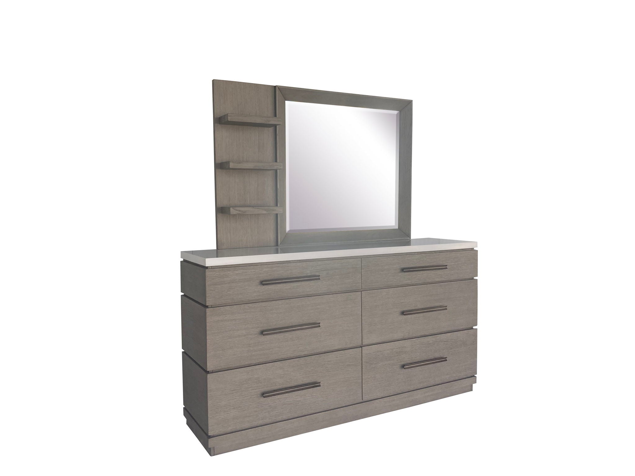 Pure Modern Bedroom - 6 Drawer Dresser And Mirror - Moonstone - Urban Living Furniture (Los Angeles, CA)