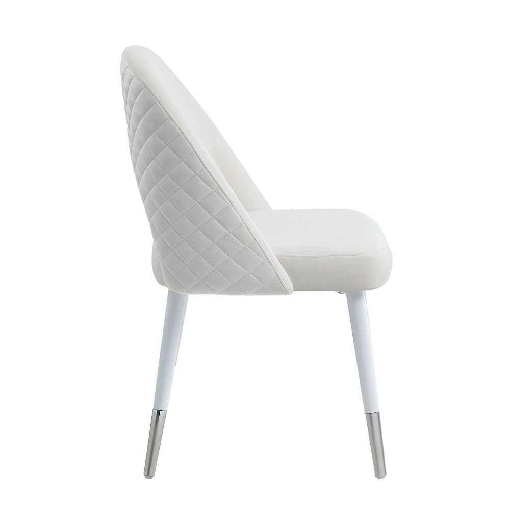Zemirah - Side Chair (Set of 2) - White Velvet & White Gloss - Urban Living Furniture (Los Angeles, CA)