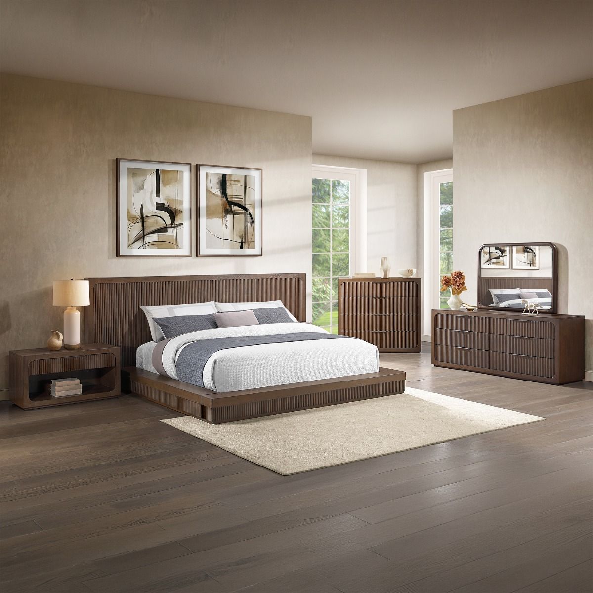 Leanna - Nightstand With Wood Top - Brown Oak