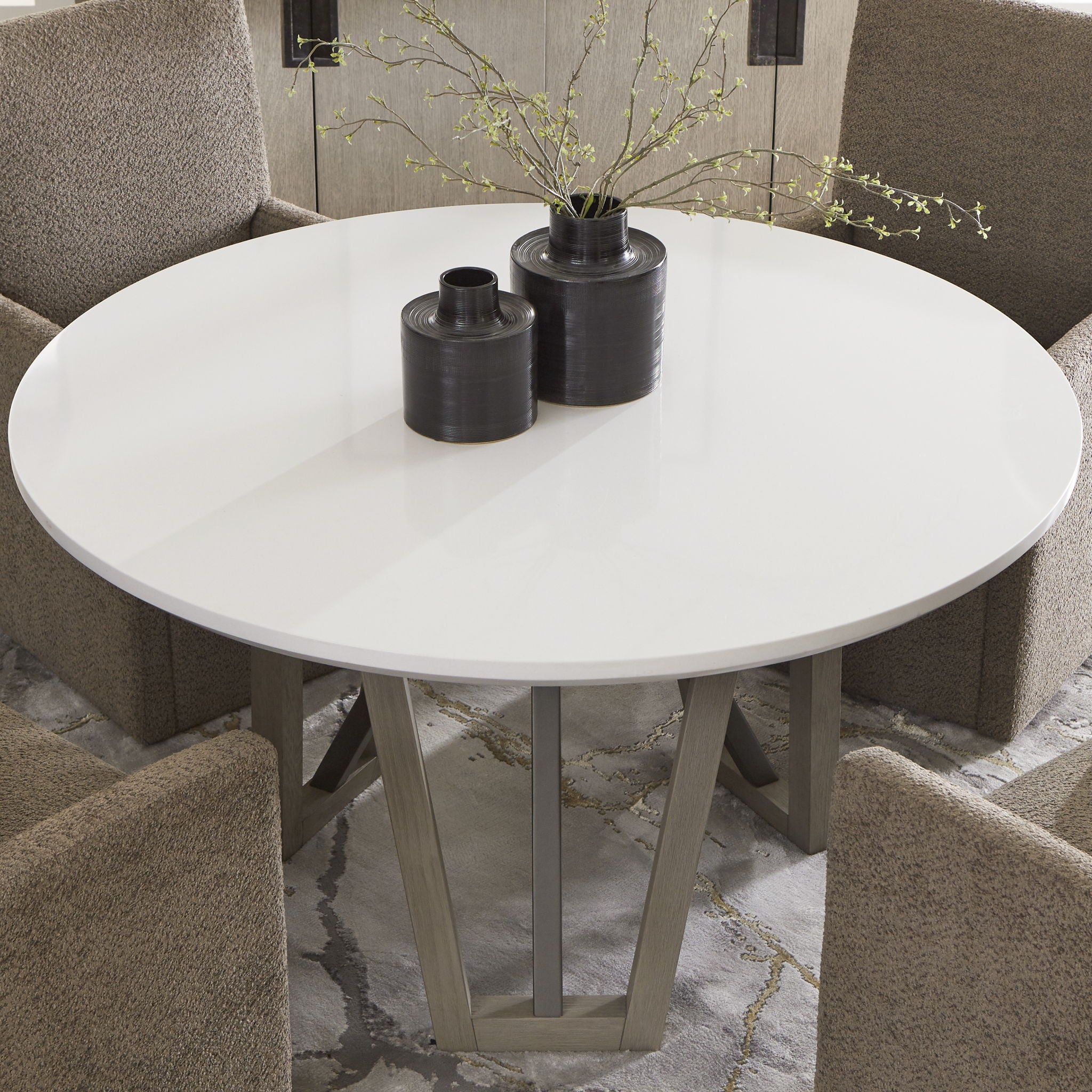 Pure Modern Dining - 54" Round Table With Wood Base - Moonstone - Urban Living Furniture (Los Angeles, CA)