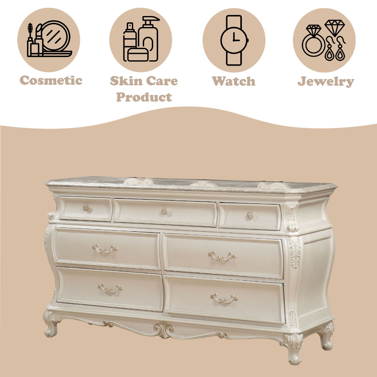 Chantelle - Dresser - Pearl White Finish - Urban Living Furniture (Los Angeles, CA)