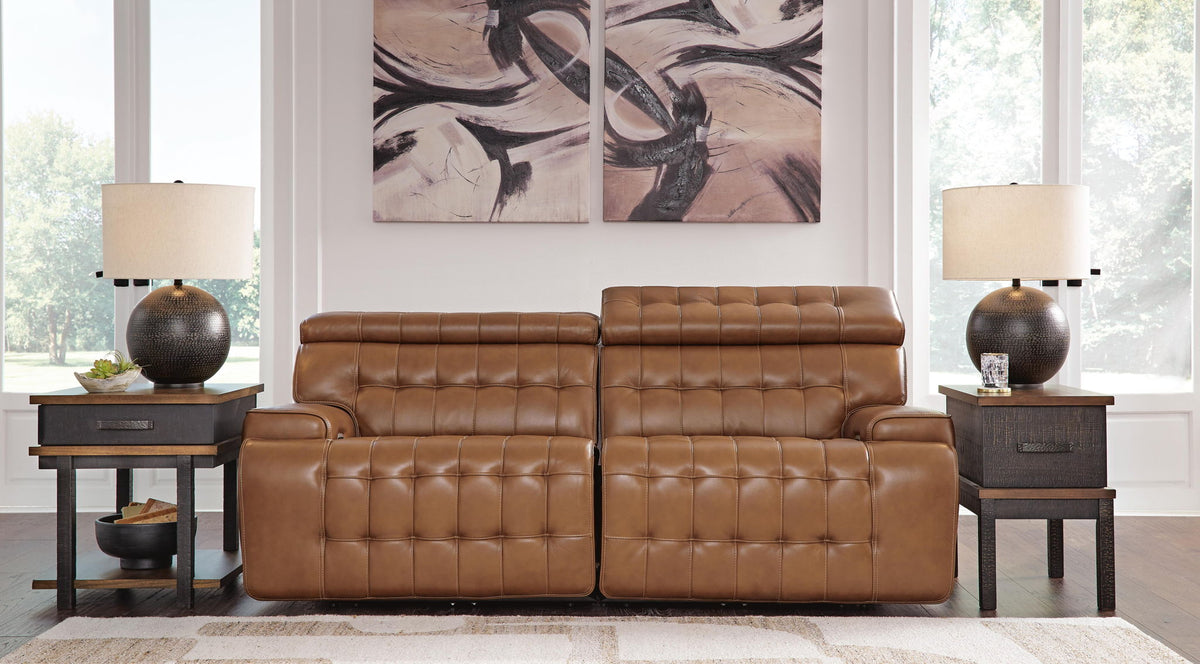 Temmpton - 2-Piece Power Reclining Sectional Loveseat - Chocolate