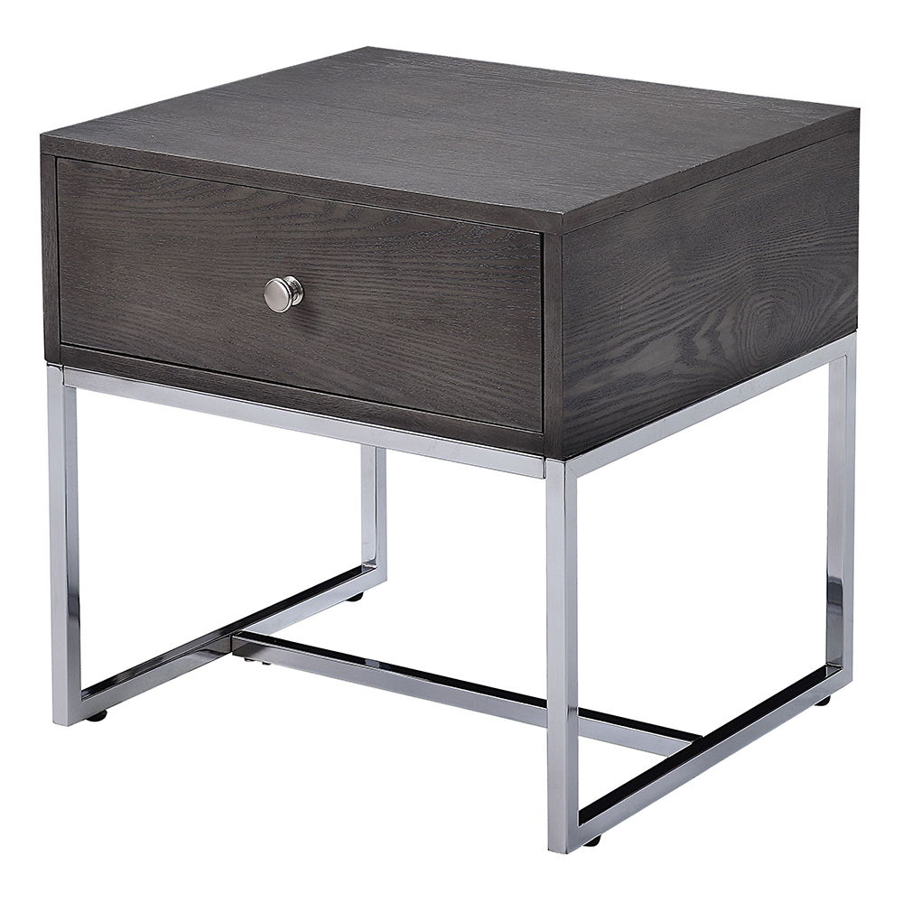 Iban - End Table - Gray Oak & Chrome - Urban Living Furniture (Los Angeles, CA)