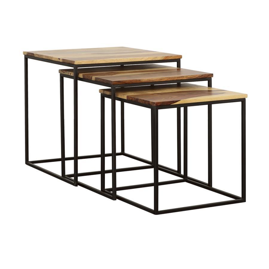 Belcourt - 3 Piece Square Nesting Tables - Natural And Black - Urban Living Furniture (Los Angeles, CA)