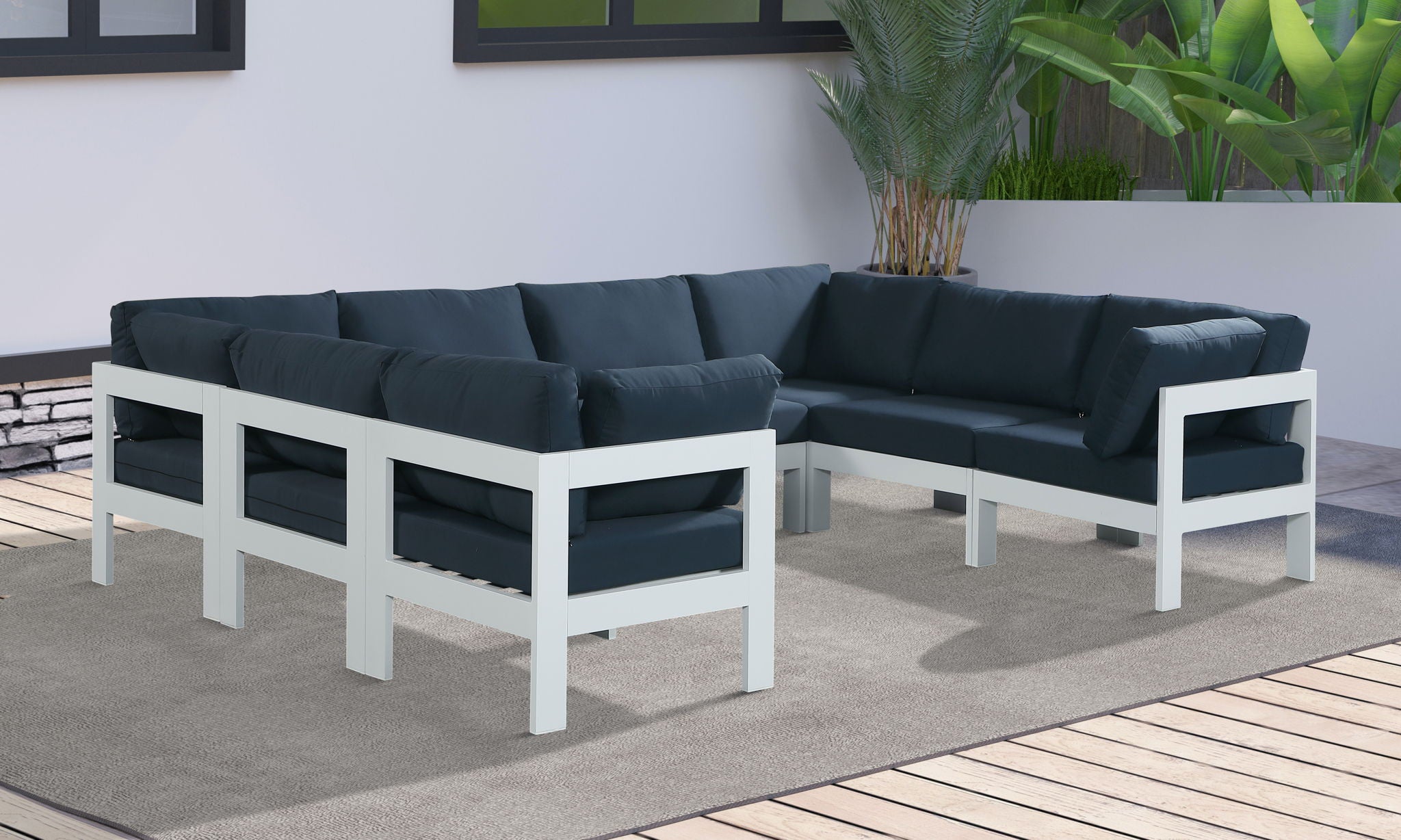 Nizuc - Outdoor Patio 8 Piece Modular Sectional With White Frame - Urban Living Furniture (Los Angeles, CA)