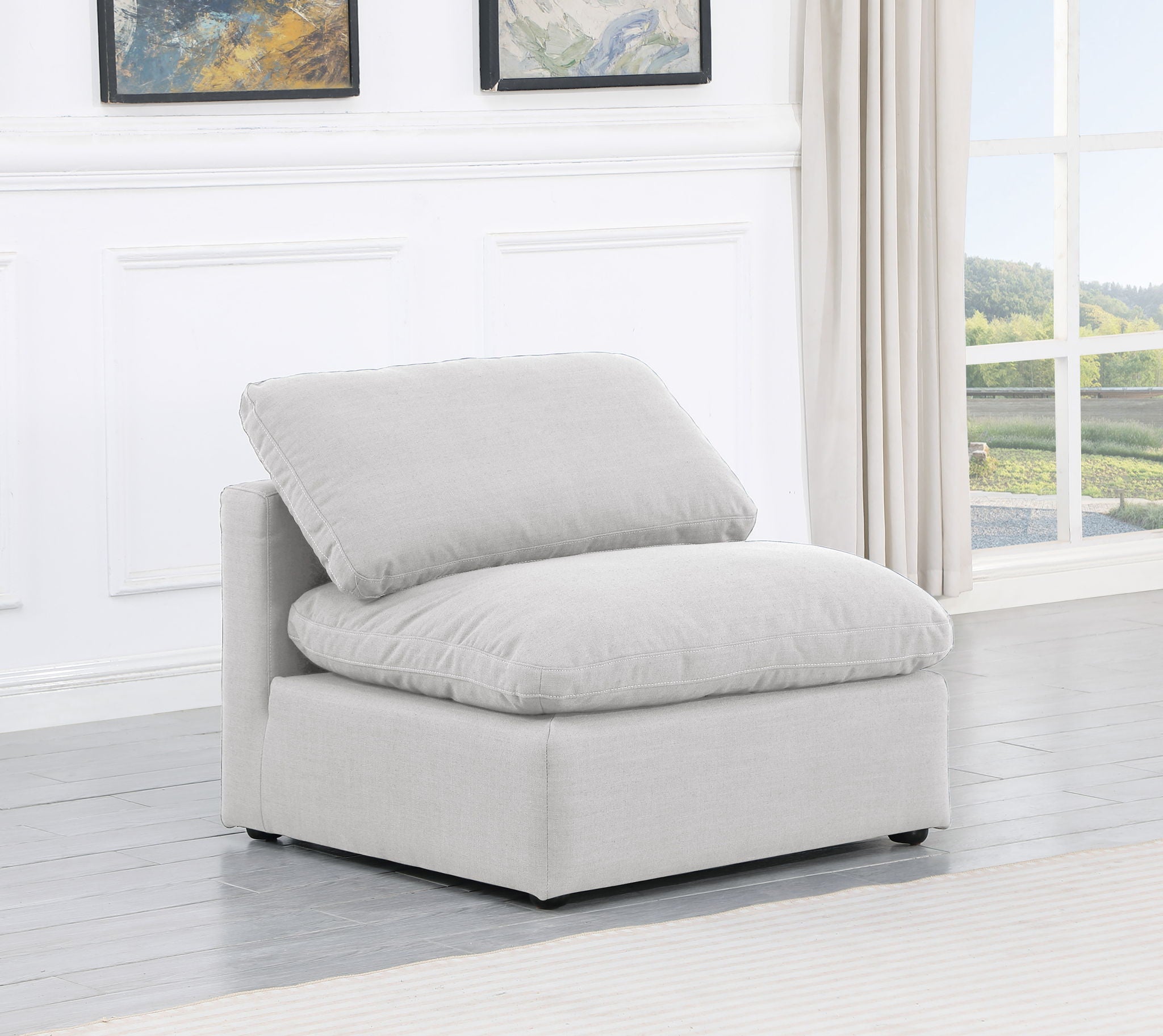Indulge - Linen Armless Chair - White - Urban Living Furniture (Los Angeles, CA)