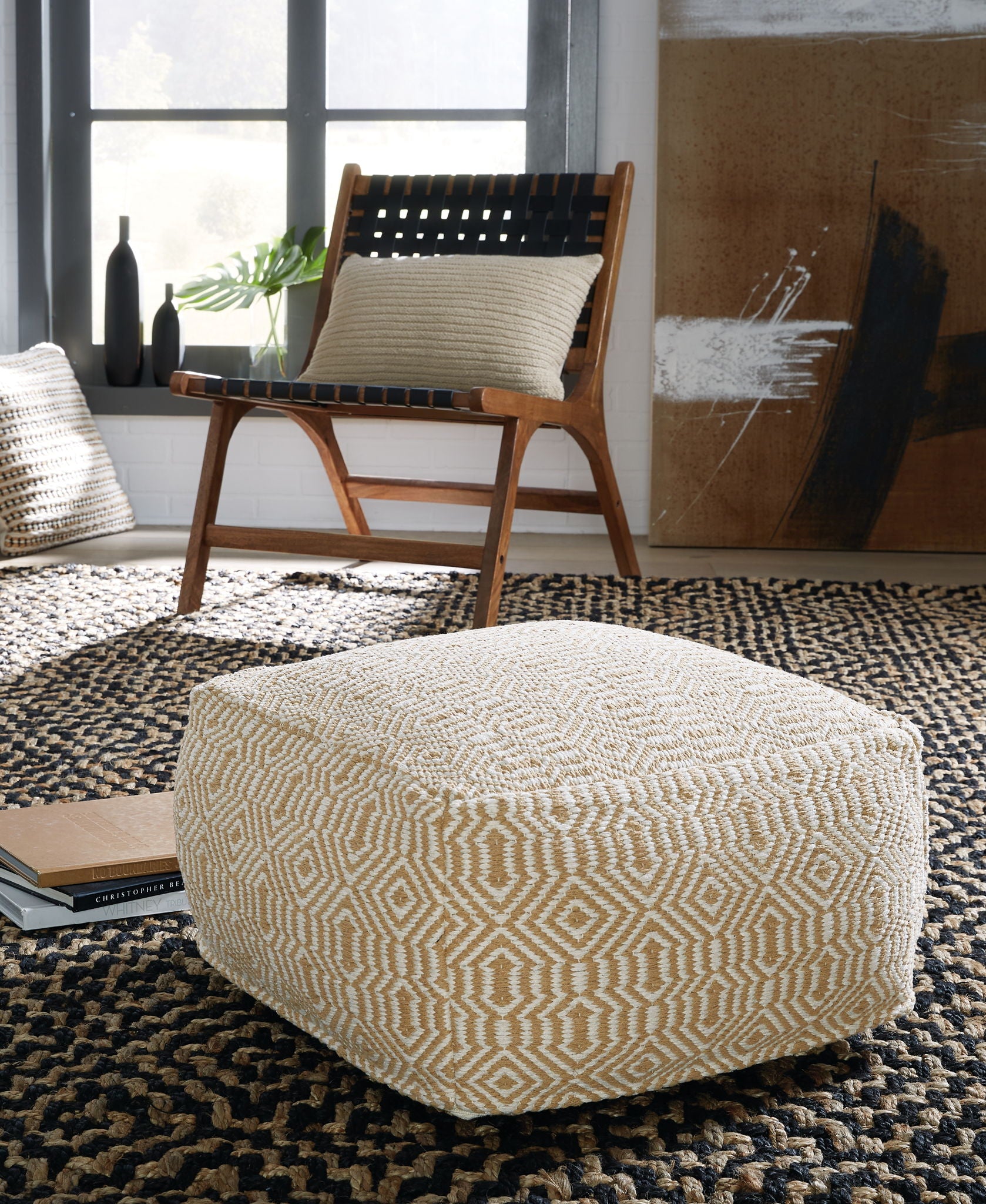 Adamont - Tan / Ivory - Pouf - Urban Living Furniture (Los Angeles, CA)