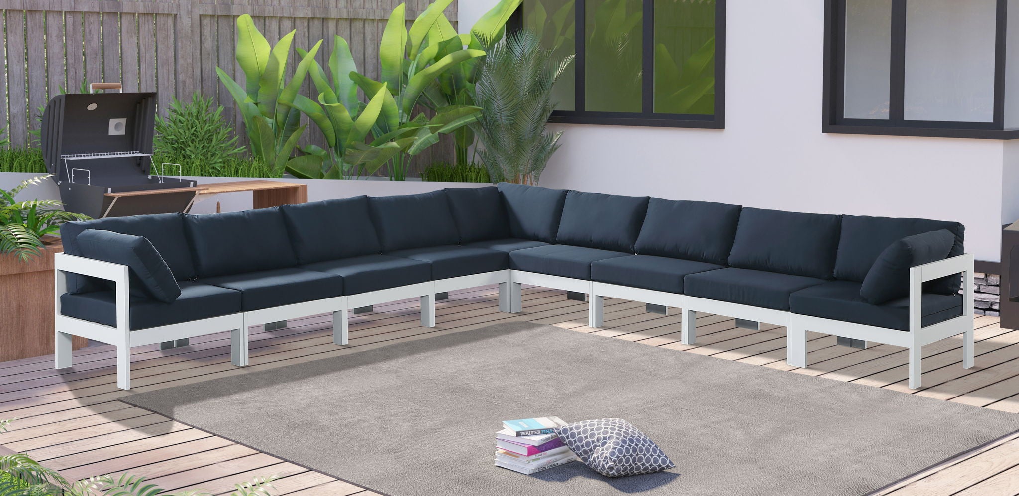 Nizuc - Outdoor Patio 9 Piece Modular Sectional With White Frame - Urban Living Furniture (Los Angeles, CA)