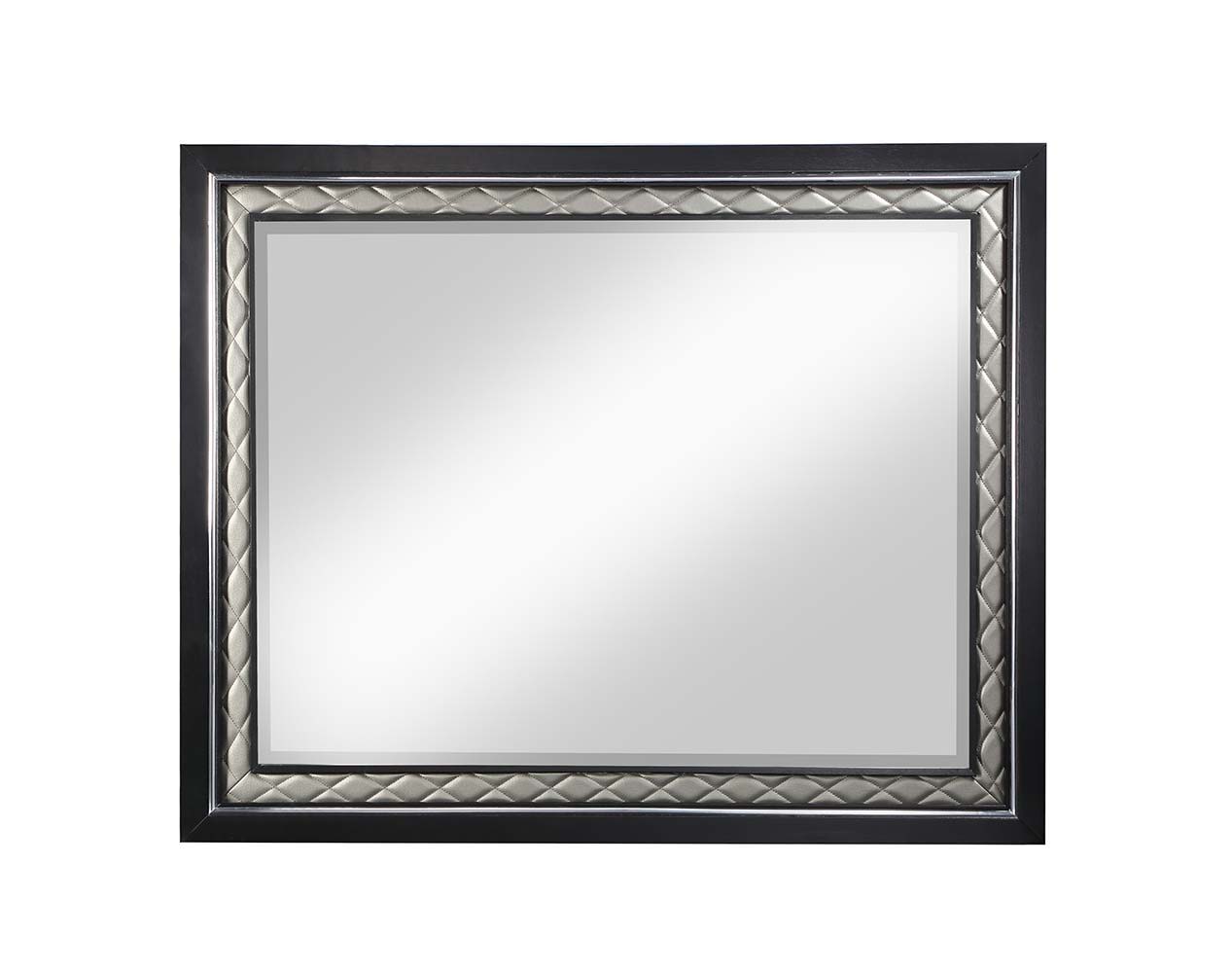 Nicola - Mirror - Silver Synthetic Leather & Black - Urban Living Furniture (Los Angeles, CA)
