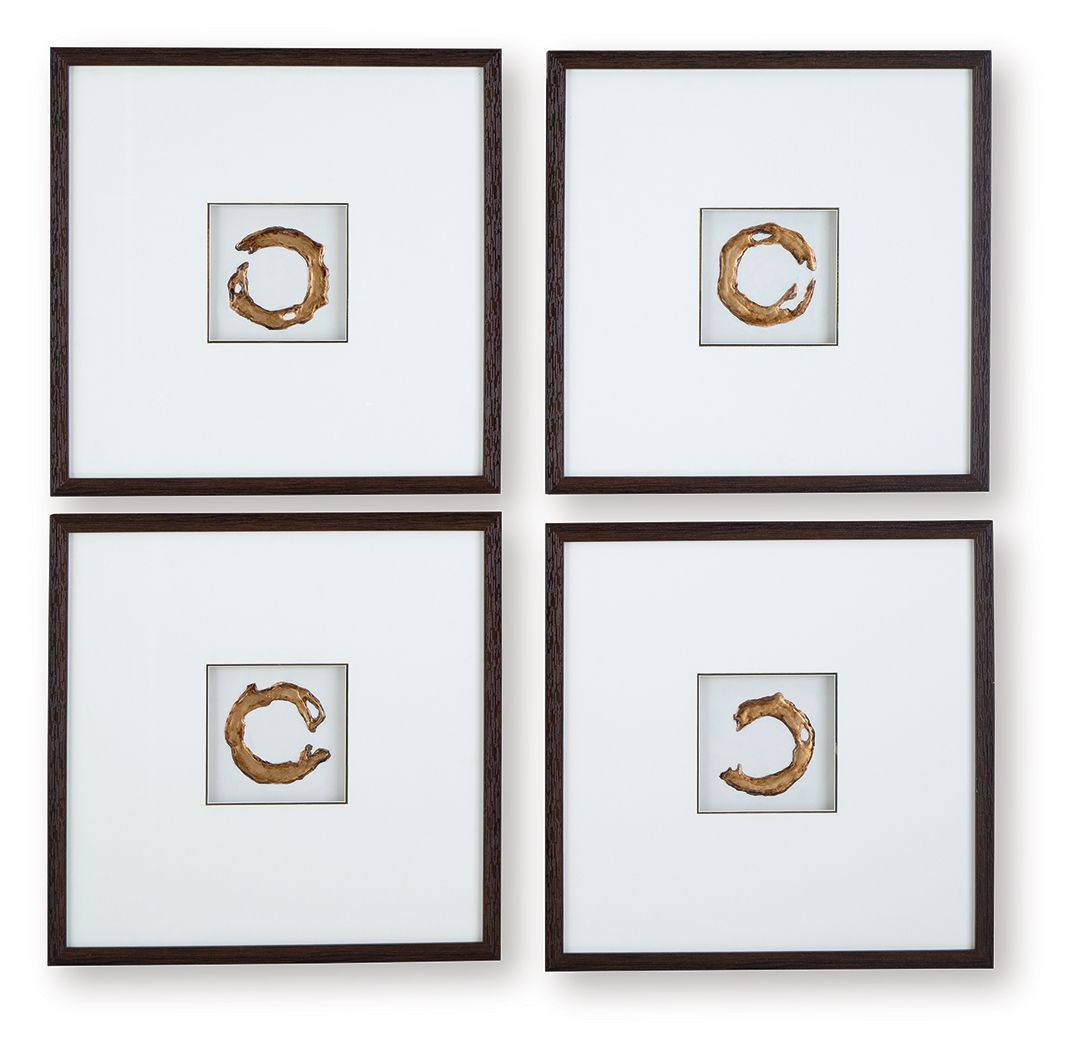 Dallbourne - White / Gold Finish - Wall Art Set (Set of 4) - Urban Living Furniture (Los Angeles, CA)