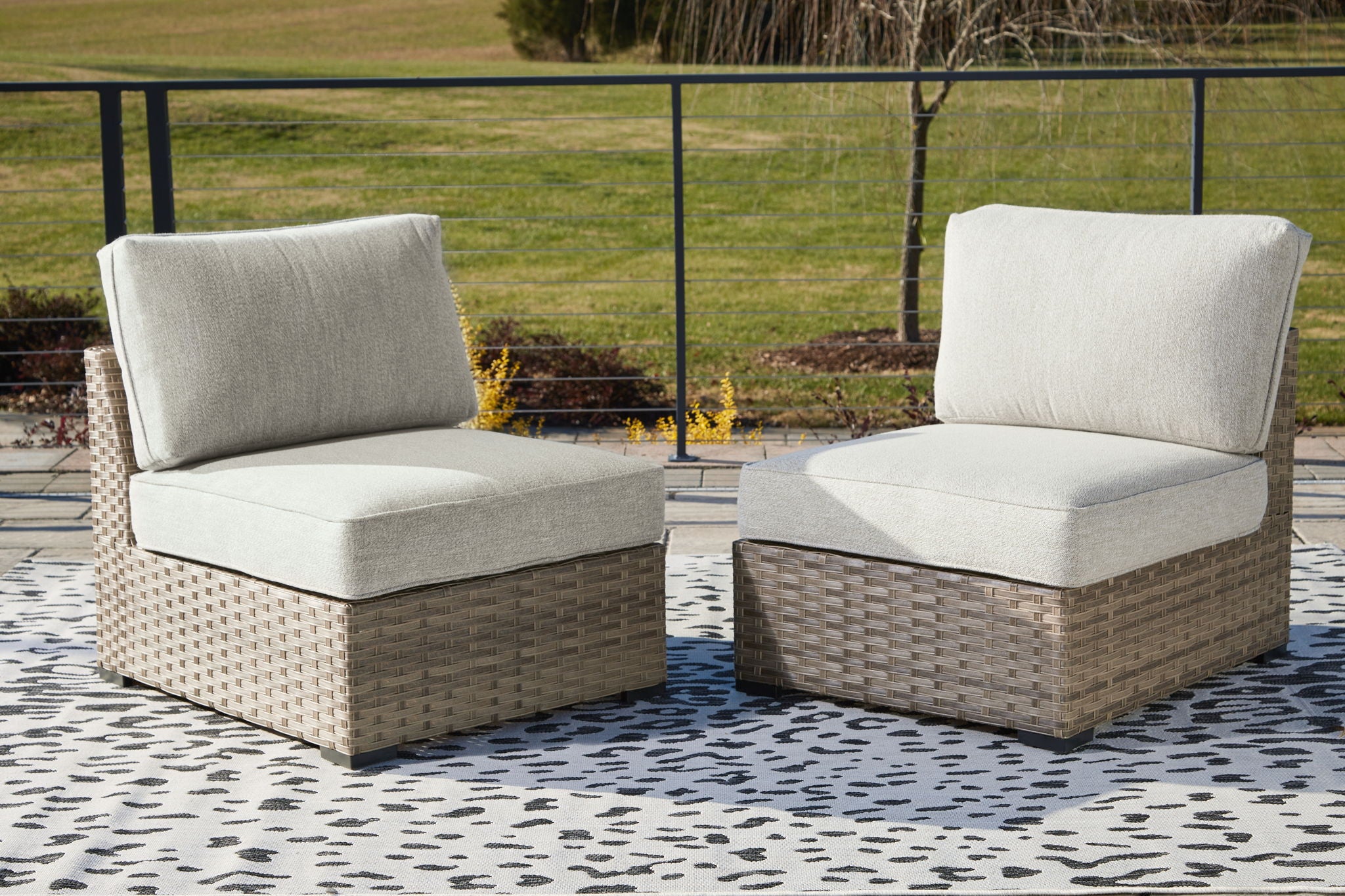 Calworth - Beige - Armless Chair w/Cushion (Set of 2) - Urban Living Furniture (Los Angeles, CA)
