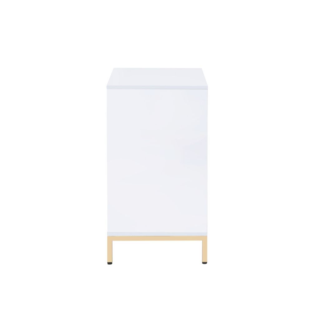 Ottey - Cabinet - White High Gloss & Gold - Urban Living Furniture (Los Angeles, CA)