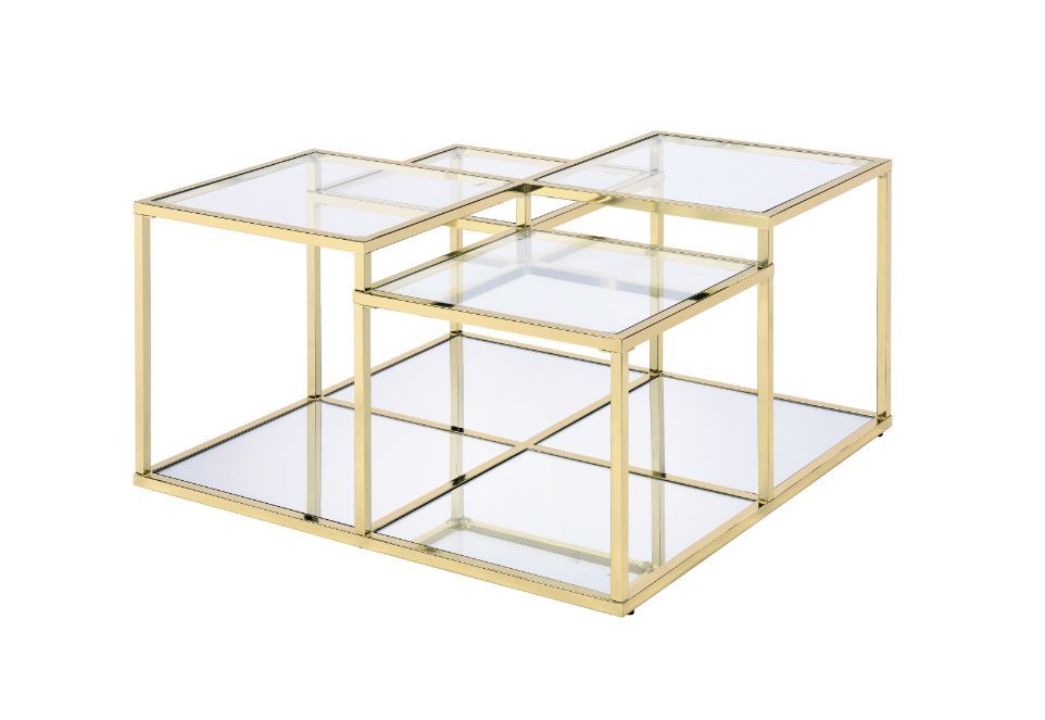 Uchenna - Coffee Table - Clear Glass & Gold - Urban Living Furniture (Los Angeles, CA)