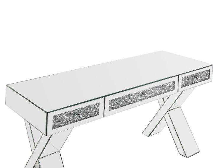 Noralie - Writing Desk - Clear Glass, Mirrored & Faux Diamonds - 32" - Urban Living Furniture (Los Angeles, CA)