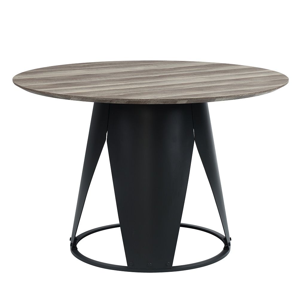 Zudora - Round Dining Table - Antique Oak & Black - Urban Living Furniture (Los Angeles, CA)
