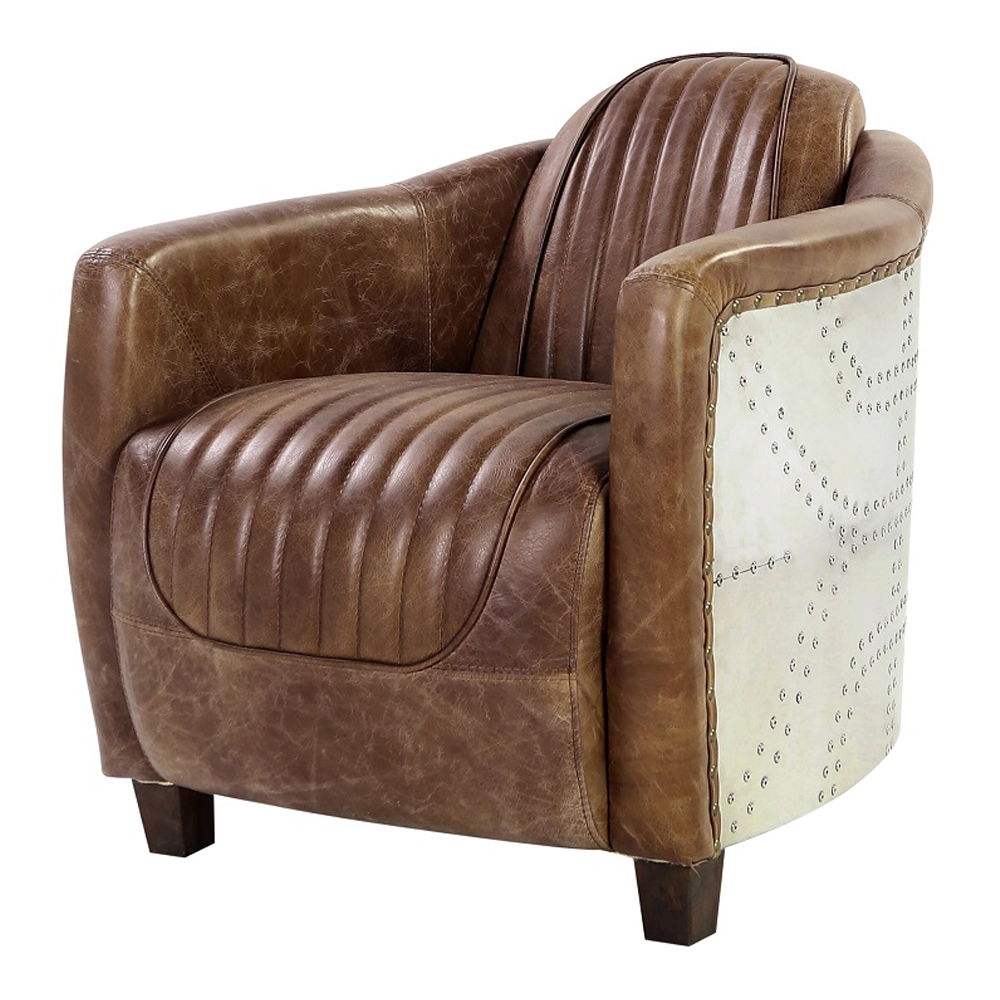 Brancaster - Chair - Retro Brown Top Grain Leather & Aluminum - Urban Living Furniture (Los Angeles, CA)