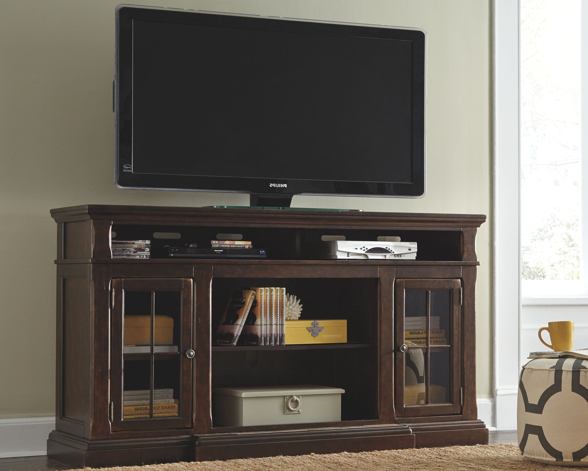 Roddinton - Dark Brown - XL TV Stand w/Fireplace Option - Urban Living Furniture (Los Angeles, CA)
