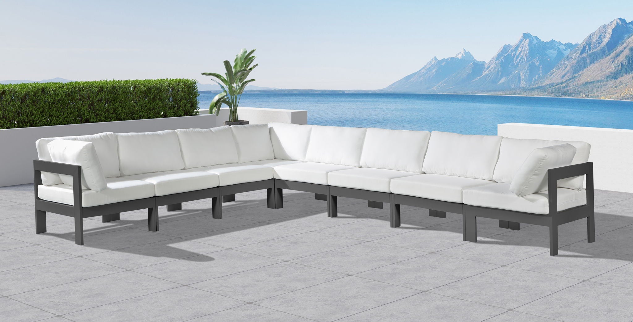 Nizuc - Outdoor Patio 8 Piece Modular Sectional With Gray Frame - Urban Living Furniture (Los Angeles, CA)
