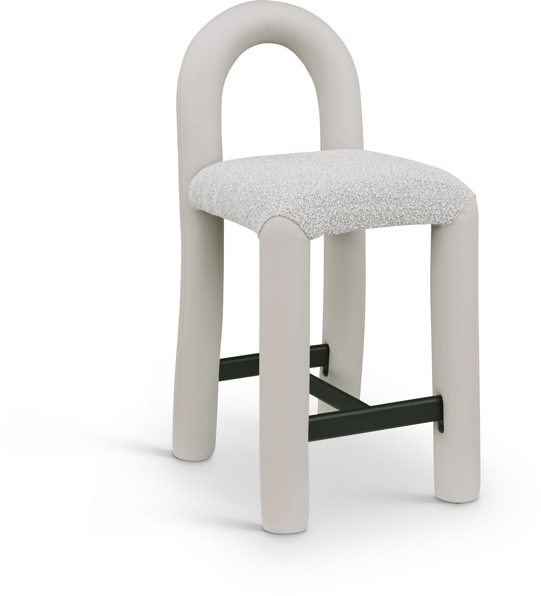 Amari - Vegan Leather and Boucle Fabric Stool - Urban Living Furniture (Los Angeles, CA)