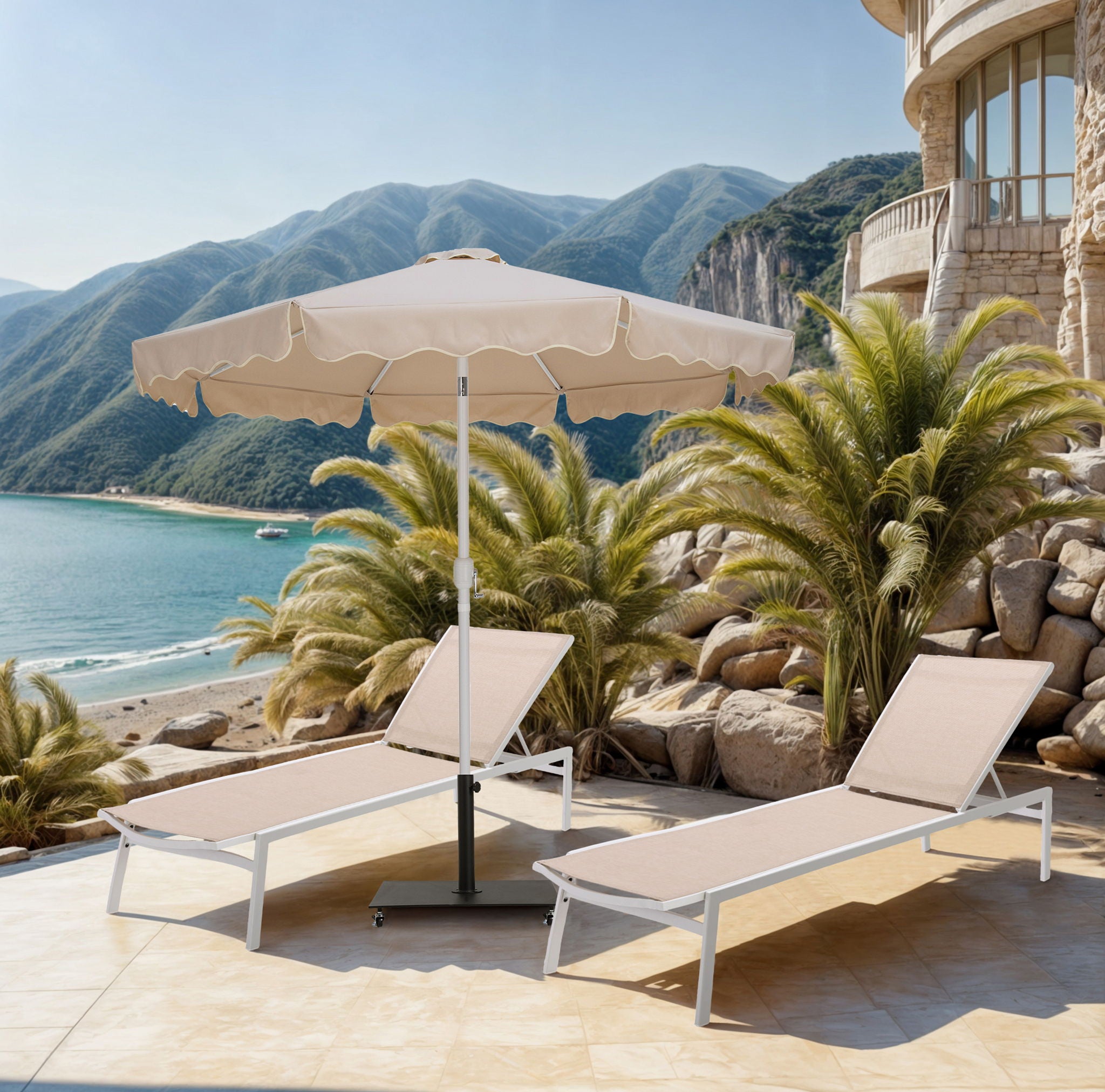 Amalfi - Aluminum Patio Umbrella - Black Base / White Pole - Urban Living Furniture (Los Angeles, CA)