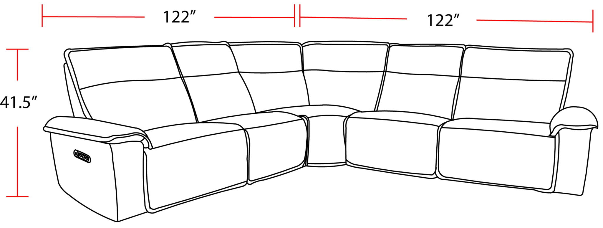 Perimeter - 5 Piece Modular Power Reclining Sectional - Urban Living Furniture (Los Angeles, CA)