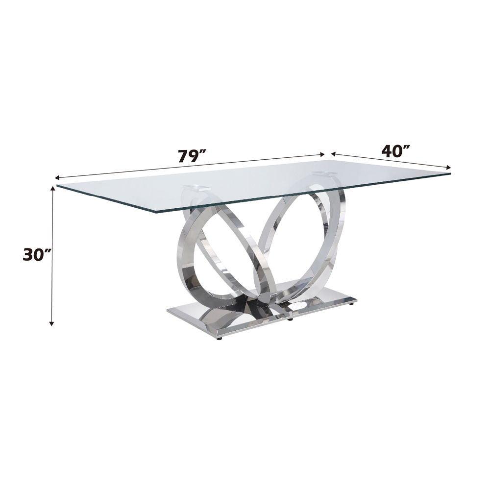 Finley - Dining Table - Clear Glass Top & Mirrored Silver - Urban Living Furniture (Los Angeles, CA)
