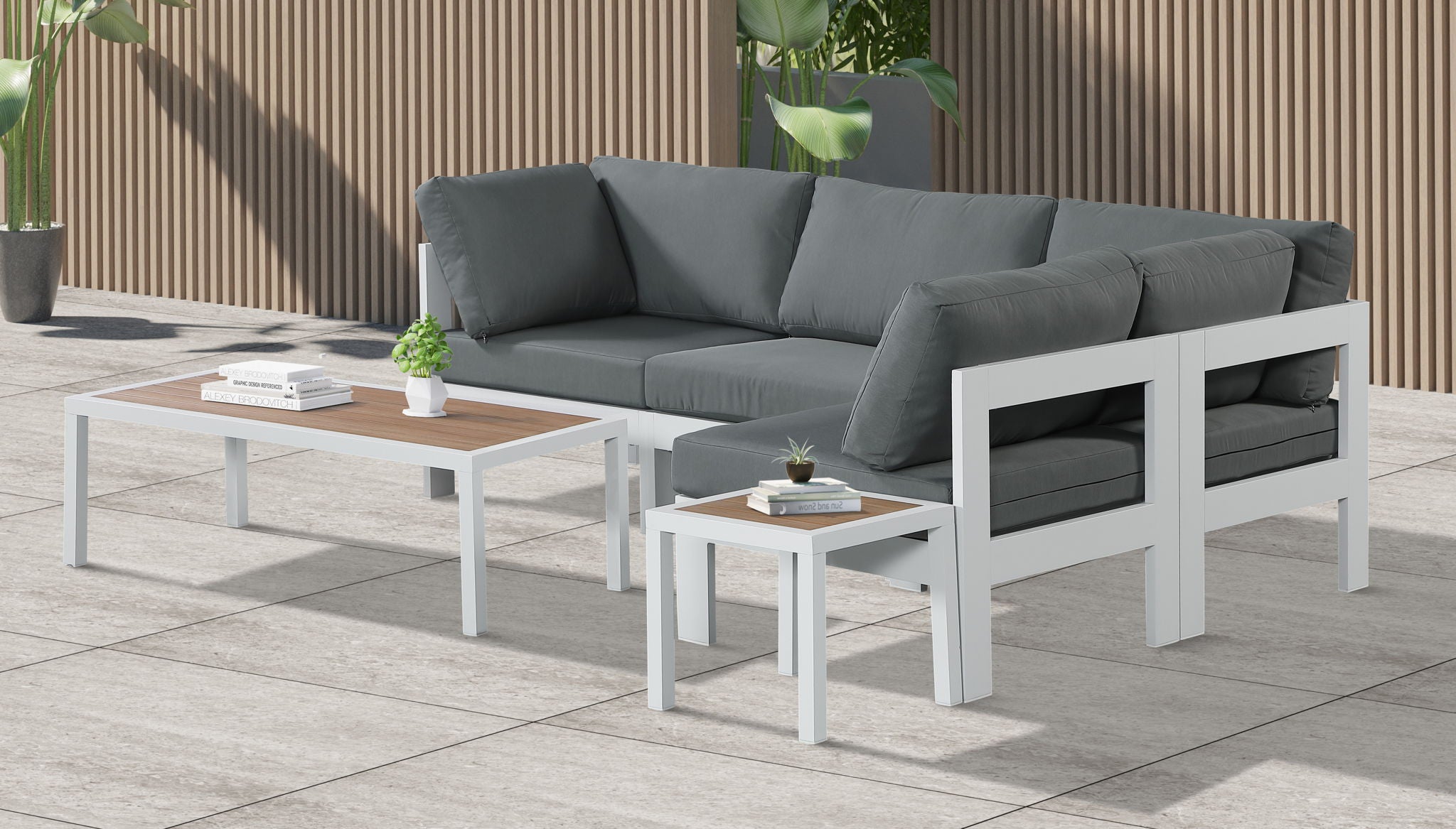 Nizuc - Outdoor Patio 4 Piece Modular Sectional With White Frame - Urban Living Furniture (Los Angeles, CA)