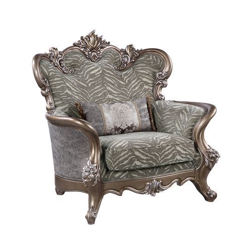Elozzol - Chair With Pillow - Fabric & Antique Bronze Finish - Wood - Urban Living Furniture (Los Angeles, CA)
