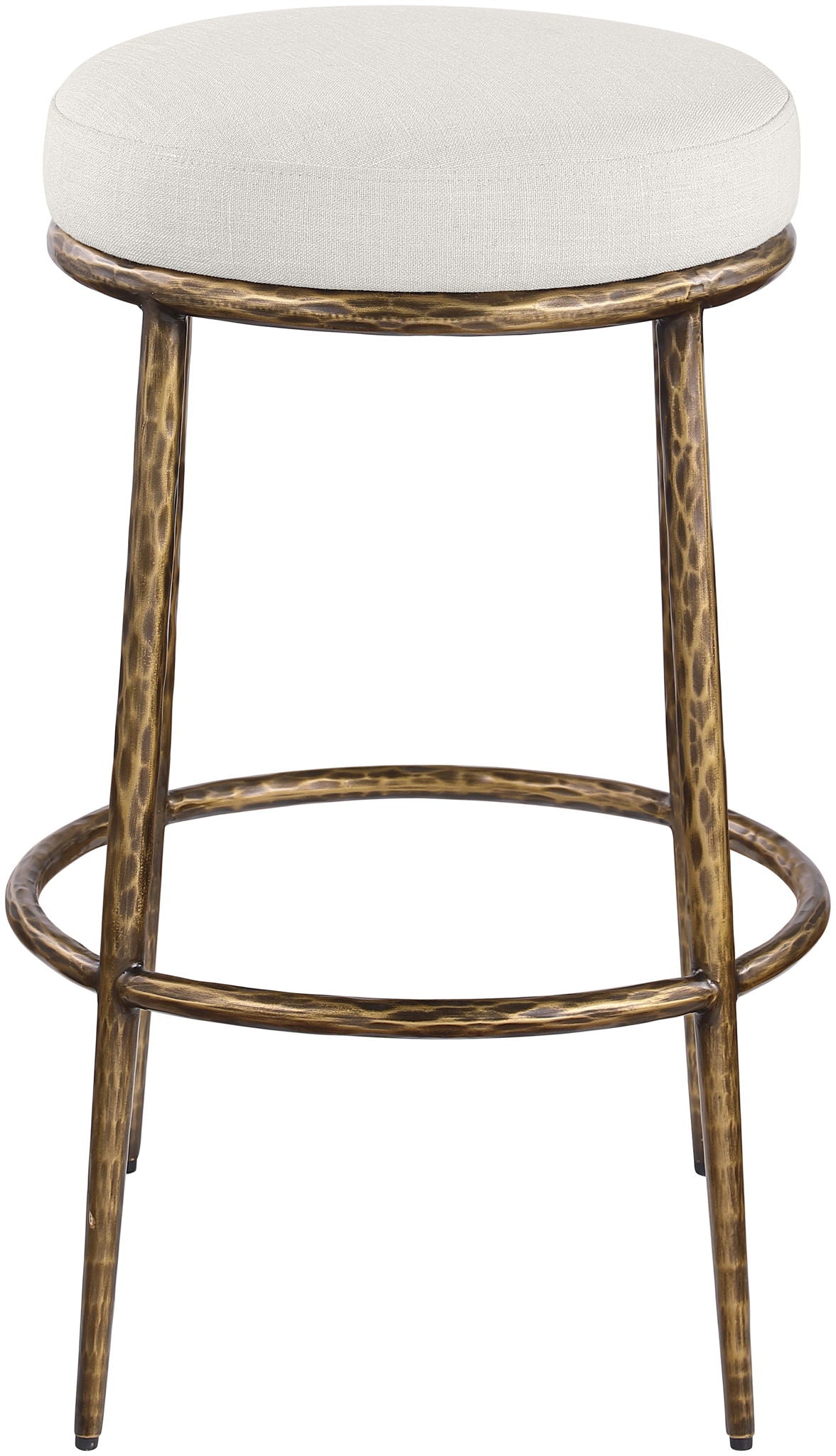 Ferro - Performance Fabric Upholstered Backless Bar Stool - Cream / Antique Brass - Urban Living Furniture (Los Angeles, CA)