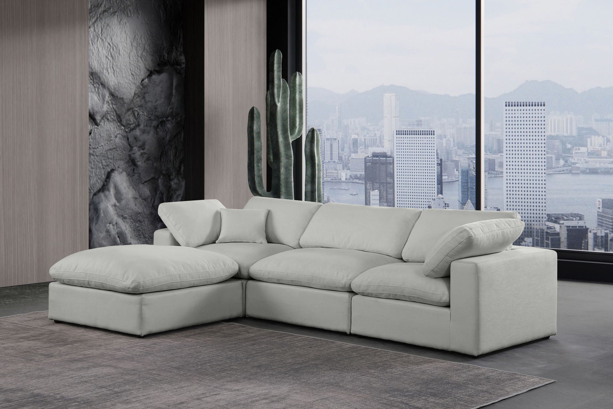 Comfy - 4 Piece Linen Fabric Modular Sectional With Chaise - Urban Living Furniture (Los Angeles, CA)