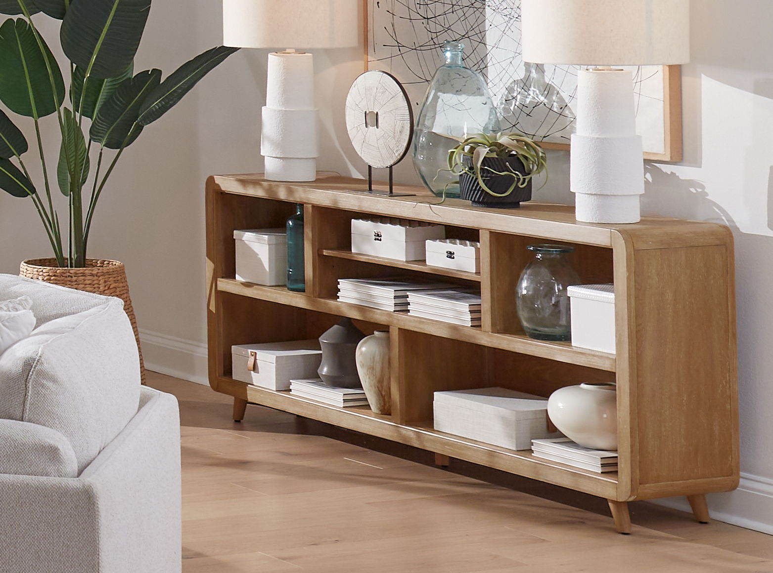 Escape - 72" Open Multi - Purpose Console - Glazed Natural Oak - Urban Living Furniture (Los Angeles, CA)