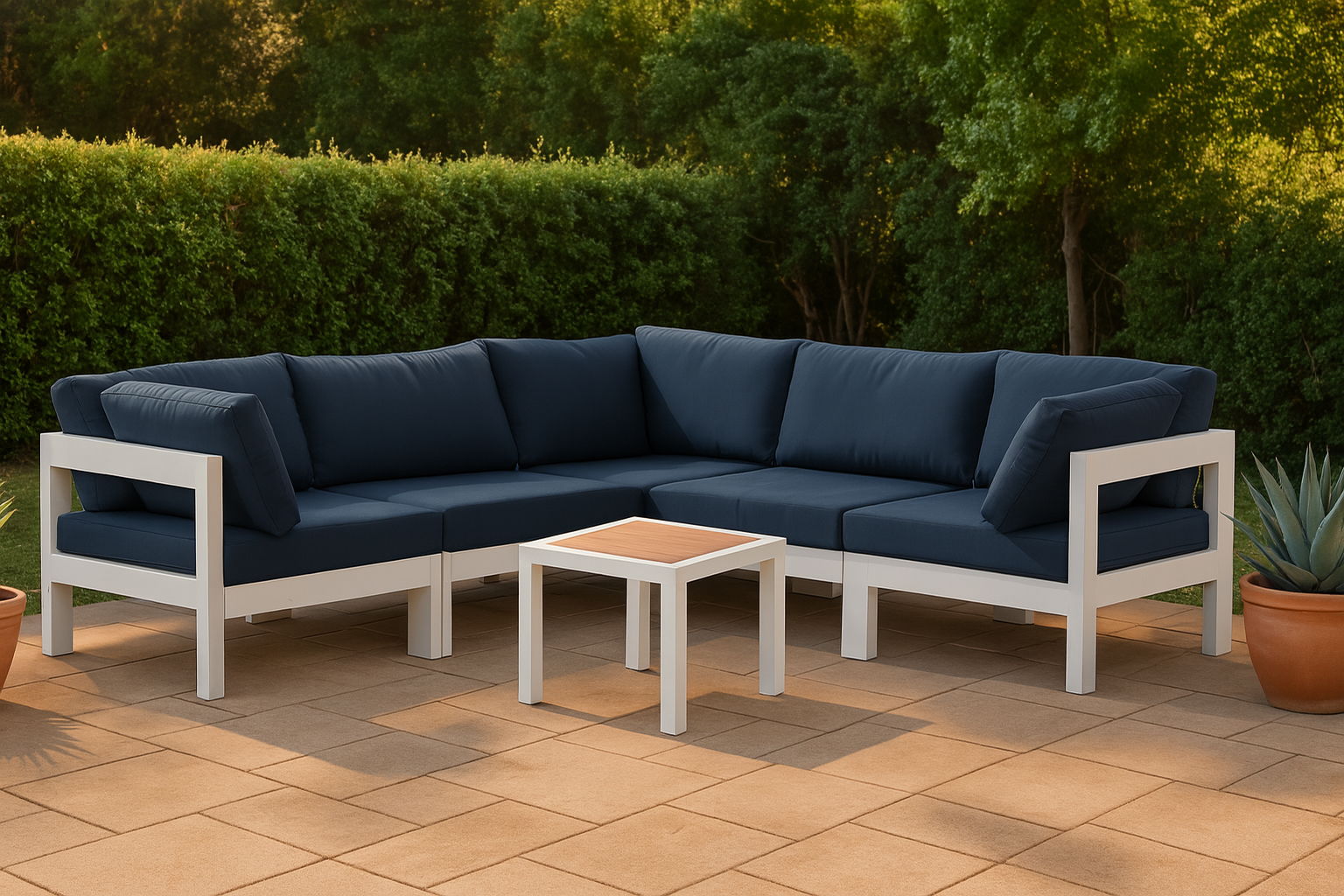 Nizuc - Outdoor Patio 5 Piece Modular Sectional With White Frame - Urban Living Furniture (Los Angeles, CA)