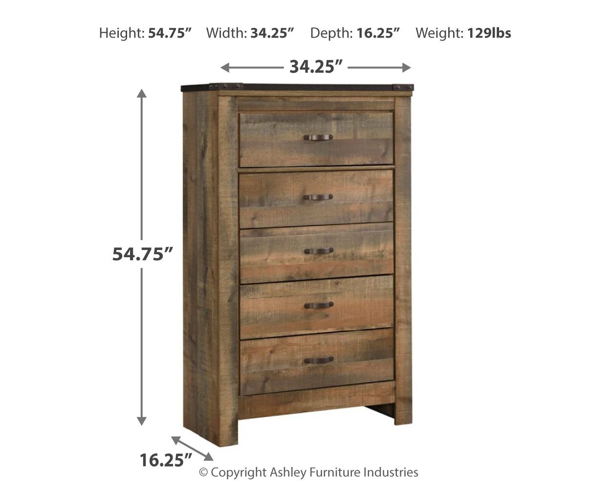 Trinell - Brown - Five Drawer Chest - Urban Living Furniture (Los Angeles, CA)