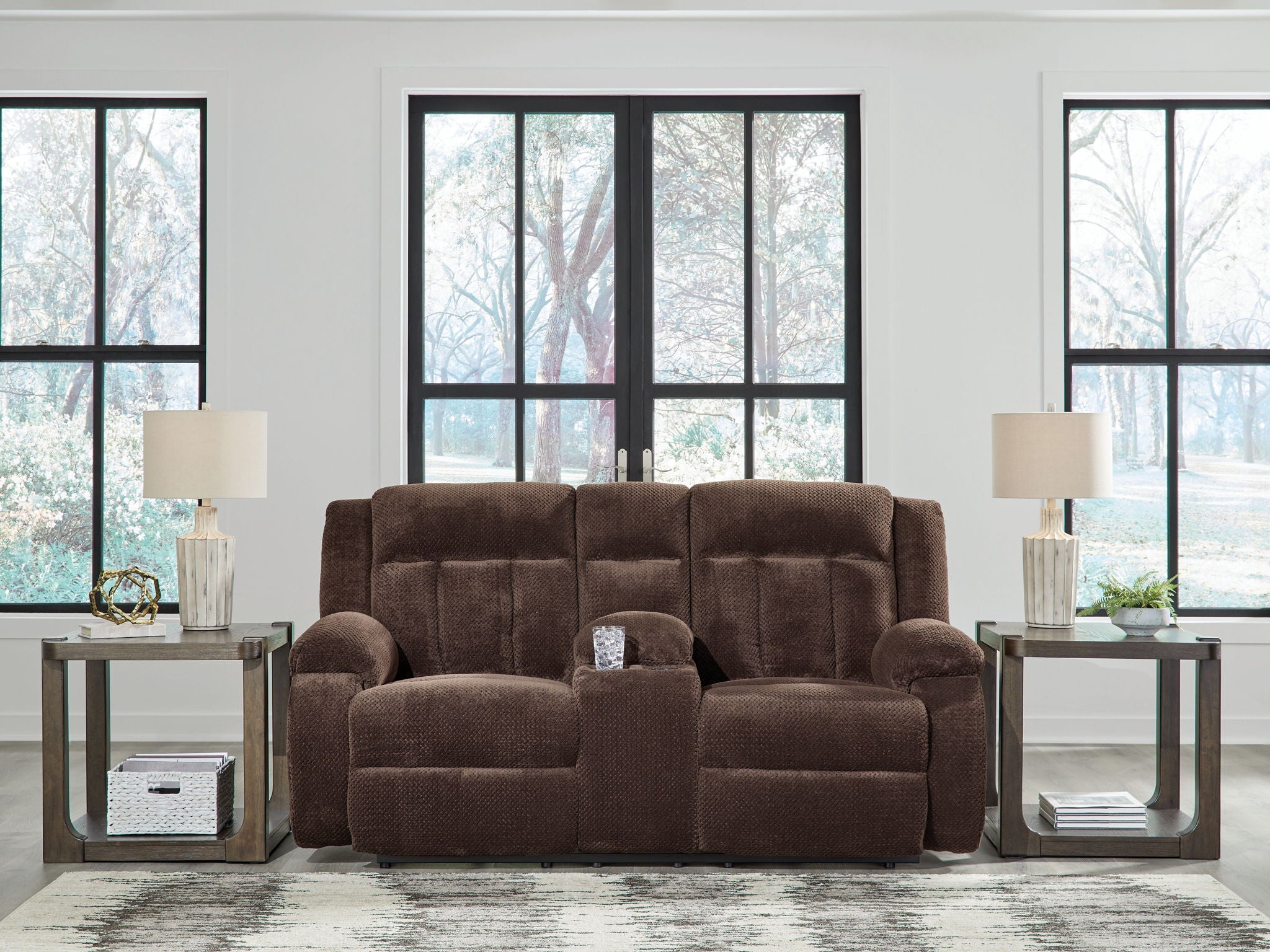 Free Wake - Chocolate - Double Relcining Power Loveseat With Console - Urban Living Furniture (Los Angeles, CA)